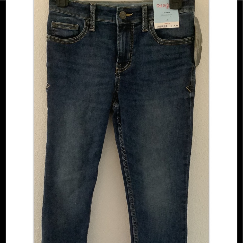 Cat & Jack Boys  Denim Skinny Sz 10 adjustable waist cordura fabric